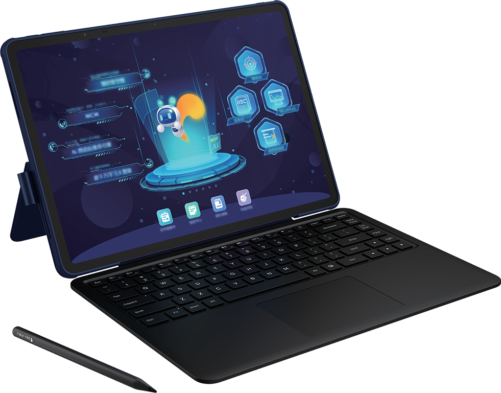 Squirrel Ai smart learning tablet with keyboard and stylus.